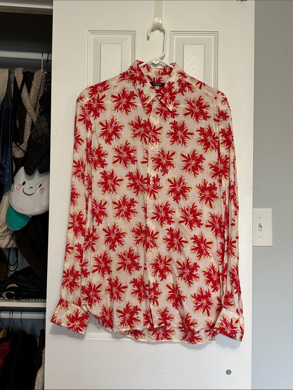 Gianfranco Ferre Jeans Red Floral Button-Up Shirt